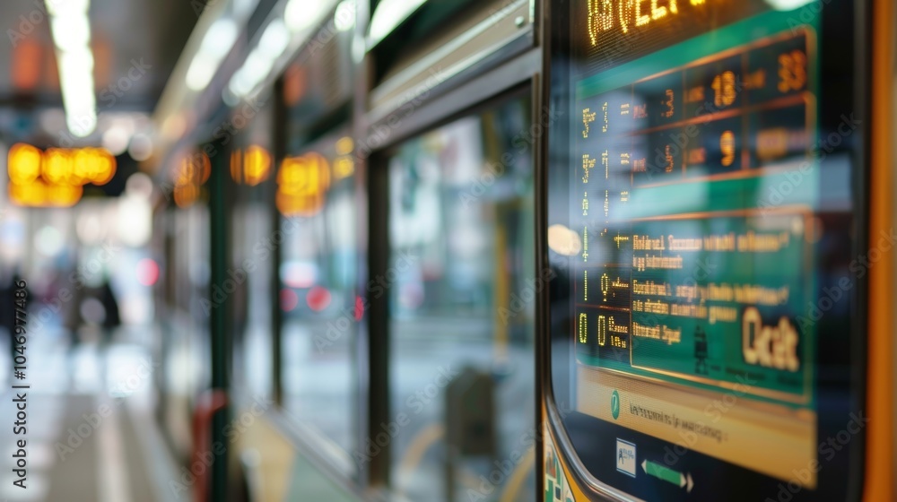 A display board featuring current promotions and discounts for bus tickets. A display board featuring current promotions and discounts for bus tickets.