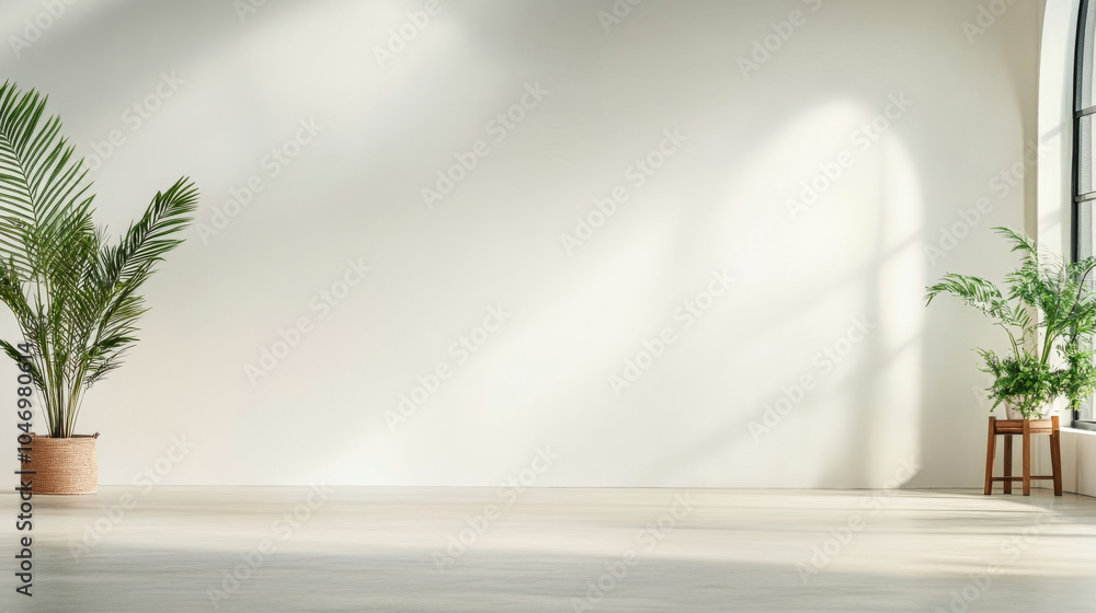 Bright and airy indoor space with plants and natural light in a modern setting