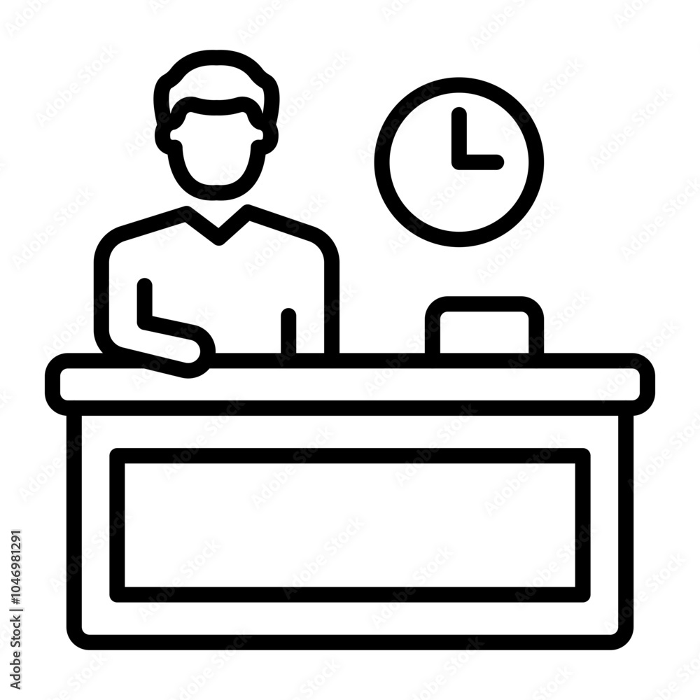 Man Hotel Receptionist Vector Line Icon Design Man Hotel Receptionist Vector Line Icon Design