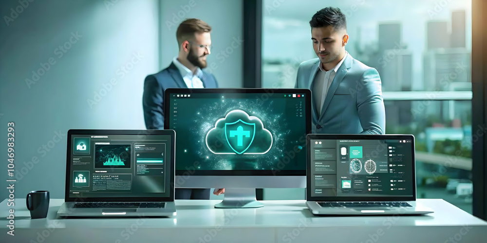 Candid IT Team Managing Secure Software Deployments on Multiple Devices with Copy Space for Security Methods in Software Installation and Updates - Stock Photo Concept. Candid IT Team Managing Secure Software Deployments on Multiple Devices with Copy Space for Security Methods in Software Installation and Updates - Stock Photo Concept.