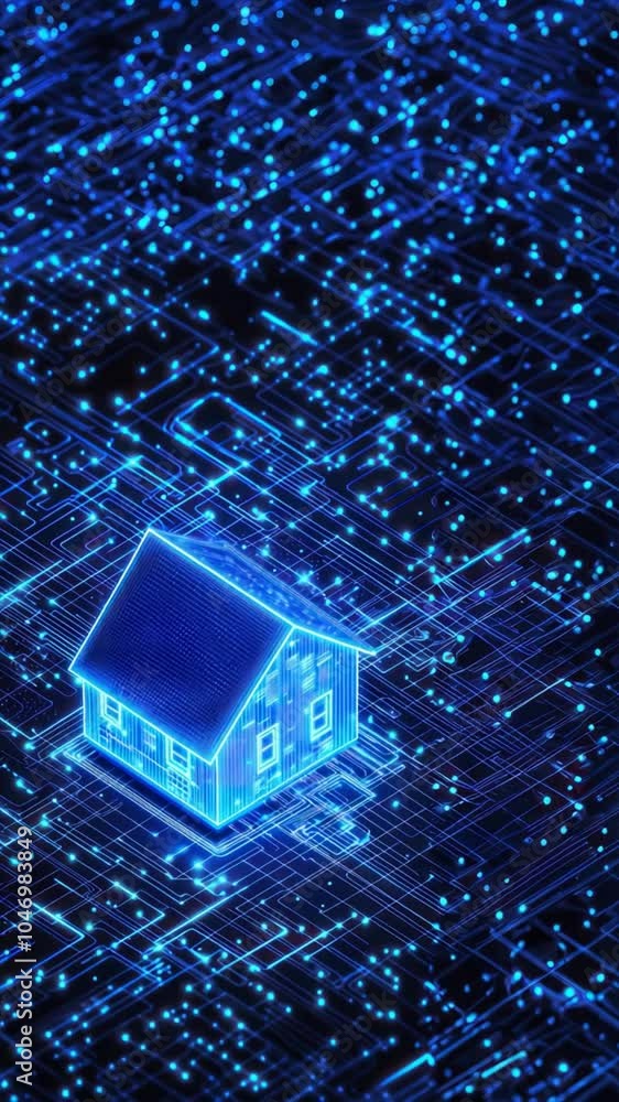 Isometric view of a blue house highlighting its roof and walls ...