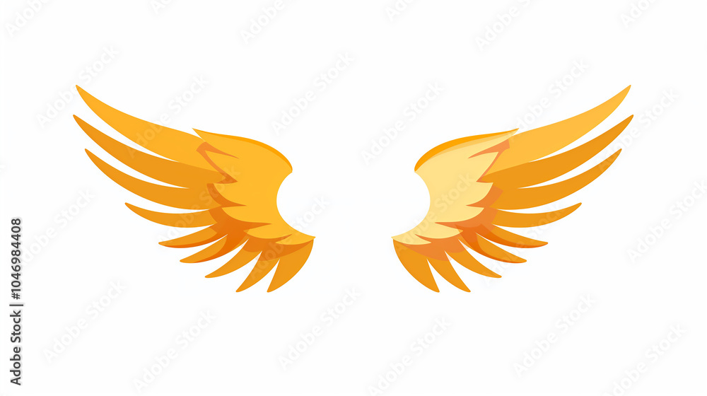 Fototapeta premium Golden Wings Illustration Isolated White Background