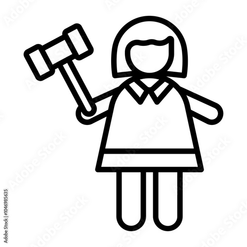 Woman Lawyer Vector Line Icon Design