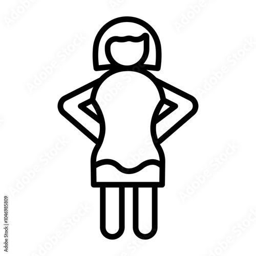 Woman Model Vector Line Icon Design