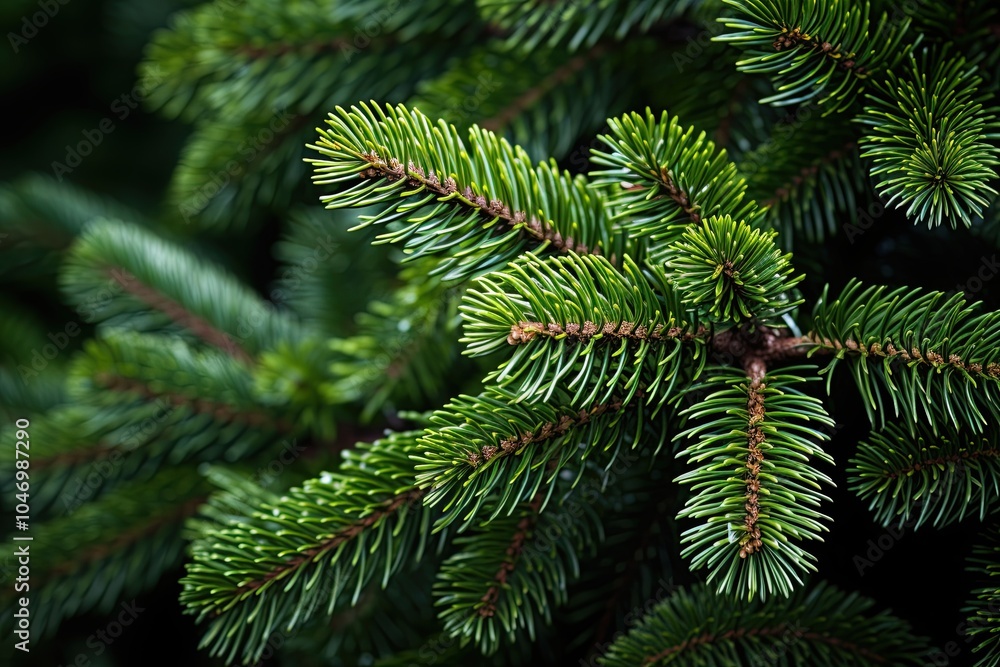 Green fir tree spruce branch with needles. Generative Ai Green fir tree spruce branch with needles. Generative Ai