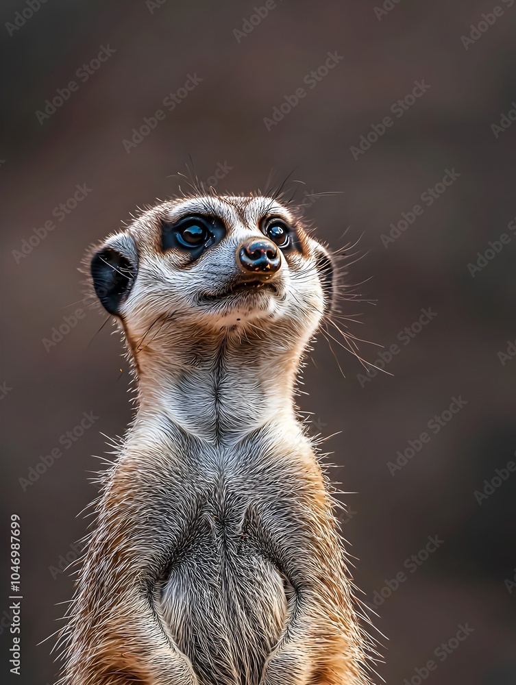 Fototapeta premium Close up Alert Meerkat Scanning Horizon Symbolizing Community and Vigilance in the Wild