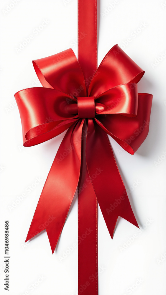 Glossy Red Christmas Ribbon on White: Festive Design Element for Holiday Marketing and Seasonal Promotions Glossy Red Christmas Ribbon on White: Festive Design Element for Holiday Marketing and Seasonal Promotions