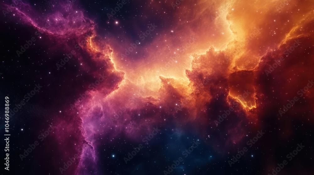 Fototapeta premium Vibrant cosmic nebula: majestic interstellar clouds in deep space