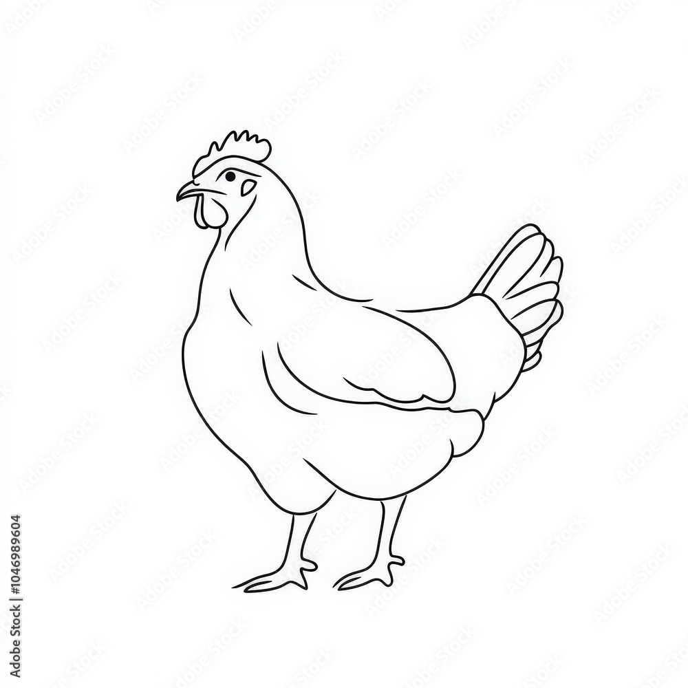 Chicken Line Art Logo One Line. Hen in Farmyard Wildlife Design Chicken Line Art Logo One Line. Hen in Farmyard Wildlife Design