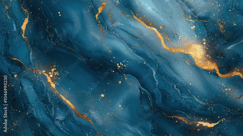 Fototapeta premium Gold marble texture with abstract blue and gold veins for elegant design