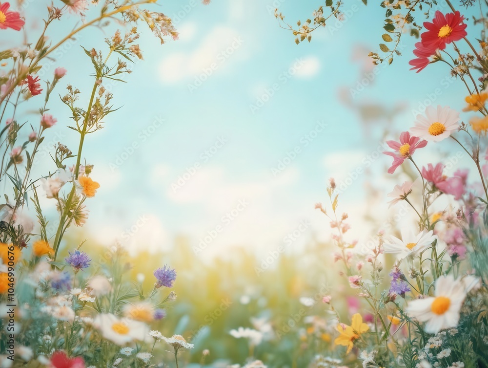 delicate wildflowers framing a serene landscape, creating a natural border that highlights the beauty of nature in a vibrant color palette, evoking feelings of peace and tranquility delicate wildflowers framing a serene landscape, creating a natural border that highlights the beauty of nature in a vibrant color palette, evoking feelings of peace and tranquility