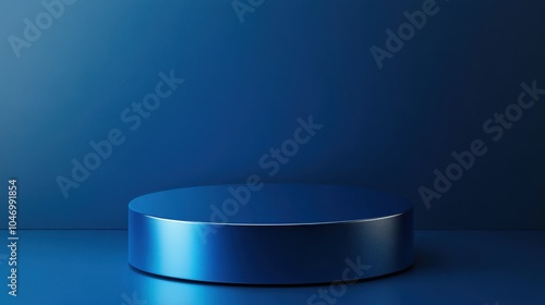 Design a podium mockup with a metallic blue finish.