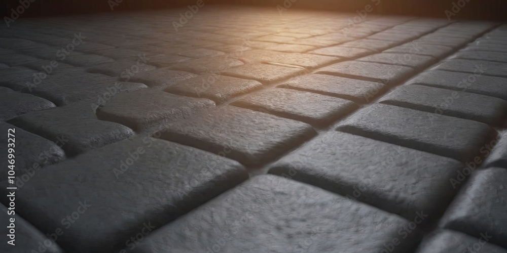 Obraz premium A close up of a black tile floor with a sun shining on it