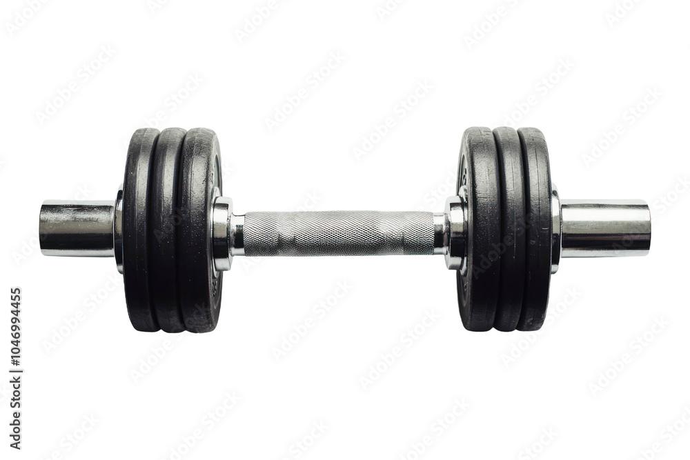 Black Dumbbell With Chrome Handle On Transparent Background PNG. Dumbbell Gym Object Black Dumbbell With Chrome Handle On Transparent Background PNG. Dumbbell Gym Object