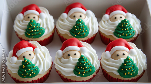 set of christmas cupcakes, dessert, xmas dessert, Santa Claus cupcake set