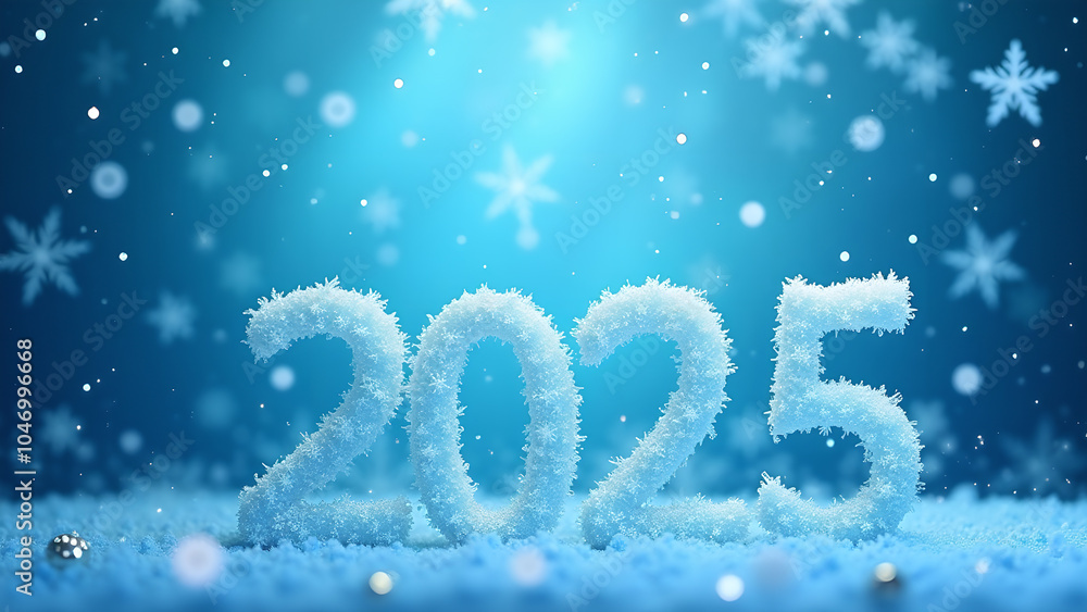 Snowflakes Falling Over a Blue Gradient Background happy new year 2025 Snowflakes Falling Over a Blue Gradient Background happy new year 2025