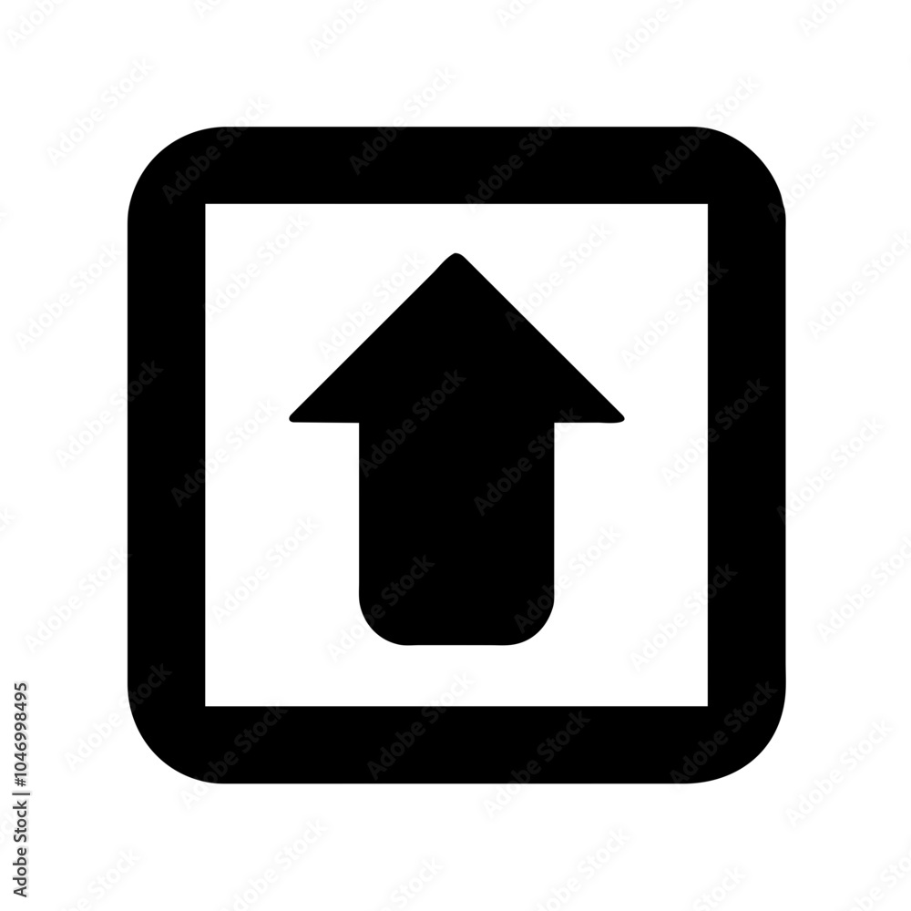 An icon typically used to signify uploading or an upward action within a square context An icon typically used to signify uploading or an upward action within a square context