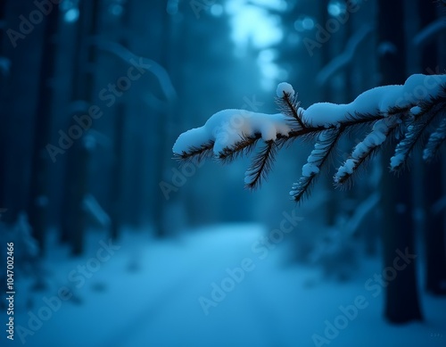 winter landscape with house and snow photo