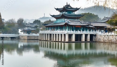 Ancient style pavilion, merging the beauty of history and modern art