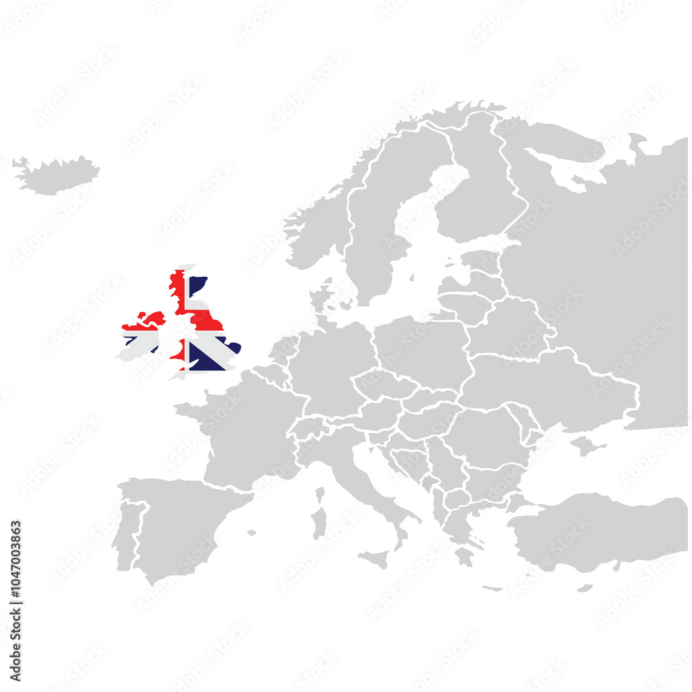 Fototapeta premium Map of Europe with Grate Britain, United Kingdom