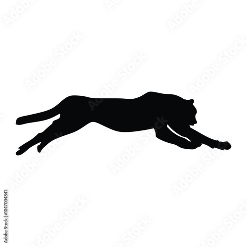 the silhouette of a cheetah running full speed after its prey