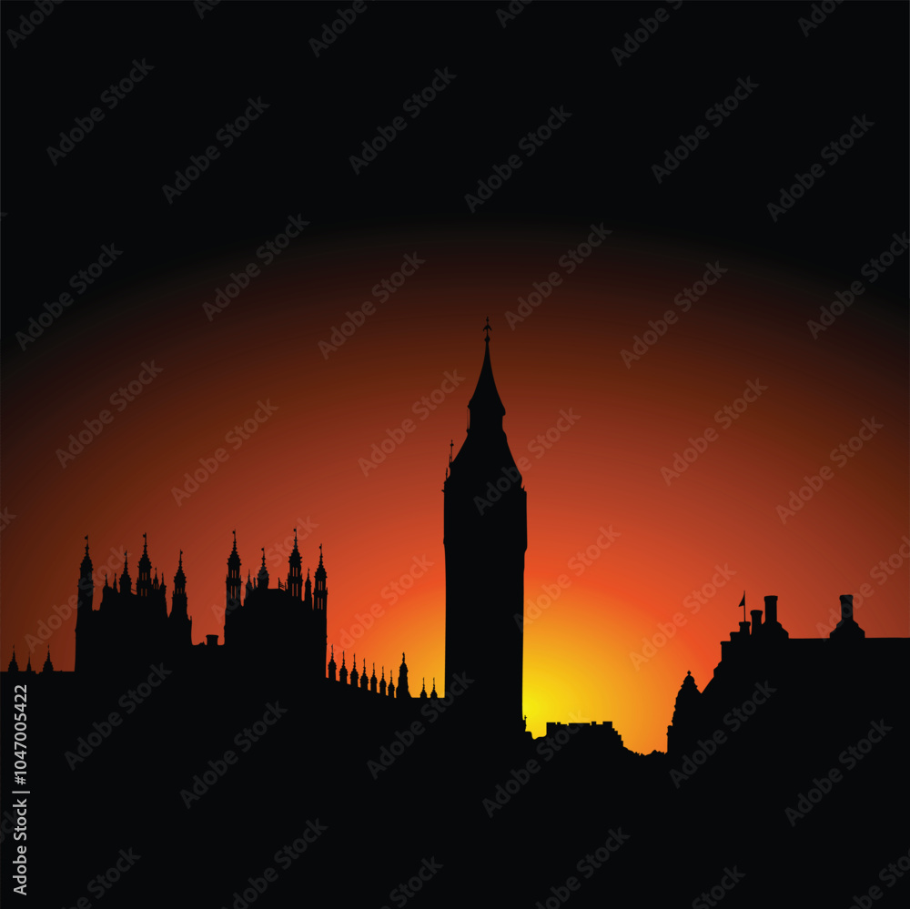 London at sunset, vector London at sunset, vector
