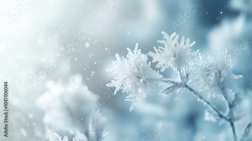 Soft winter abstract background with delicate snowflakes and icy textures, creating a calm, frosty vibe, isolated on white