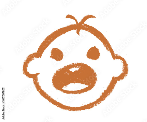 Screaming Baby Icon Crayon Chalk Drawing Vector