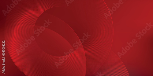 Abstract red background with glowing curve lines. Modern shiny red gradient geometric circle lines pattern. Futuristic concept.
