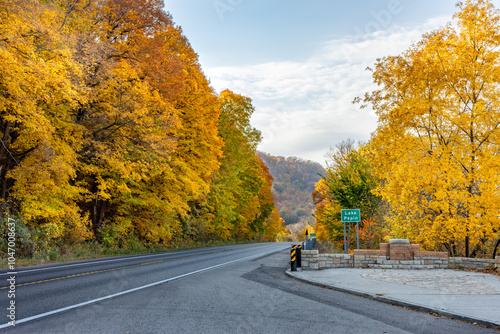 Highway 61 in the fall is a scenic drive along Lake Pepin and the Mississippi River where bald eagles and wildlife are commonly spotted on a highway rich in history and landmarks photo