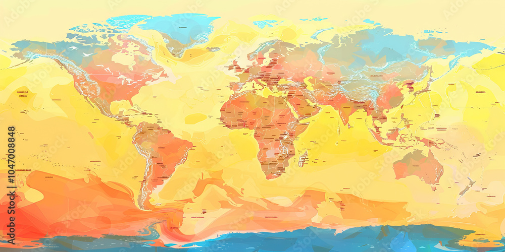 A heat map illustrating the most popular tourist destinations around the world, using a gradient from yellow to red to indicate high traffic areas. A heat map illustrating the most popular tourist destinations around the world, using a gradient from yellow to red to indicate high traffic areas.