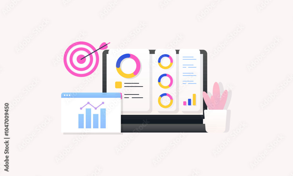 Data analytics, SEO Optimization dashboard and business finance report concept Data analytics, SEO Optimization dashboard and business finance report concept
