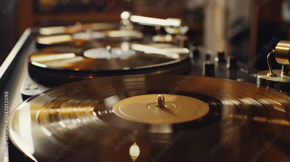 Fototapeta premium Closeup of a vinyl record spinning on a turntable ,close-up