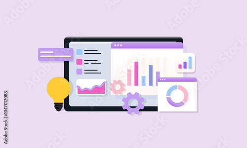 Data analytics, SEO Optimization dashboard and business finance report concept