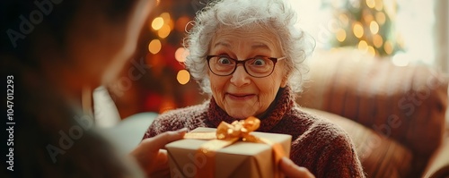 Elderly Woman Delightfully ...