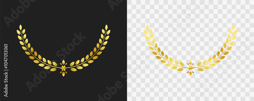 Golden laurel wreaths perfect for awards, certificates, badges. Great for festive designs
