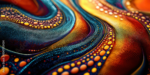 A colorful abstract painting with a spiral design