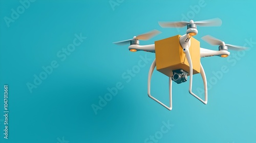 Drone Carrying Parcel Box Mid Air for Efficient Aerial Delivery Service  Modern Logistics and Transportation Technology Concept