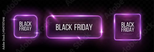 Black Friday Super Sale. Realistic neon pink luminous round frame. Discount banner for the holidays. PNG. Light neon Twirl. Curve light effect of neon line. Luminous blue circle.	
