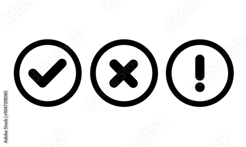 vector collection of check, cross and exclamation mark icons