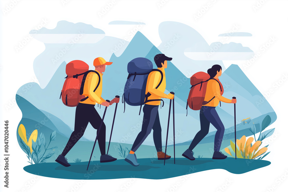 Fototapeta premium National Take a Hike Day or National Hiking Day. November 17. Holiday illustration.