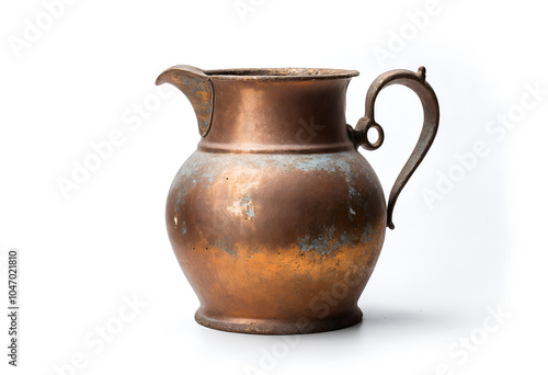 old bronze jug isolated on transparent background