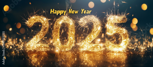 Sparkling Happy New Year 2025 banner 