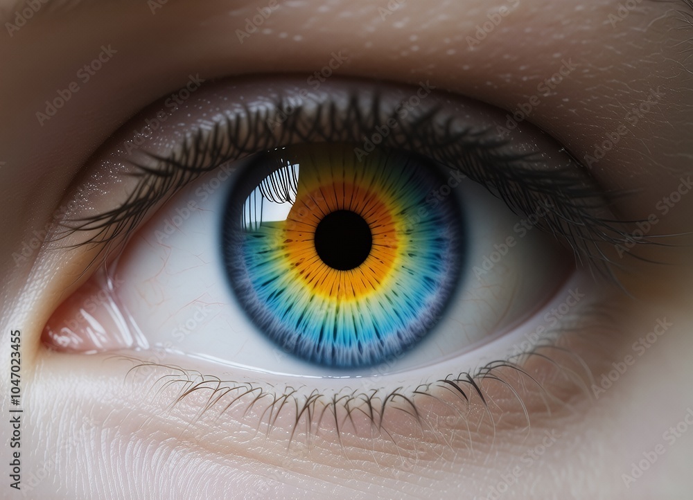 Obraz premium Close up of Human Eye with Colorful Iris and Eyelashes