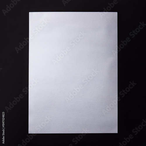  a white blank paper isolated on black background