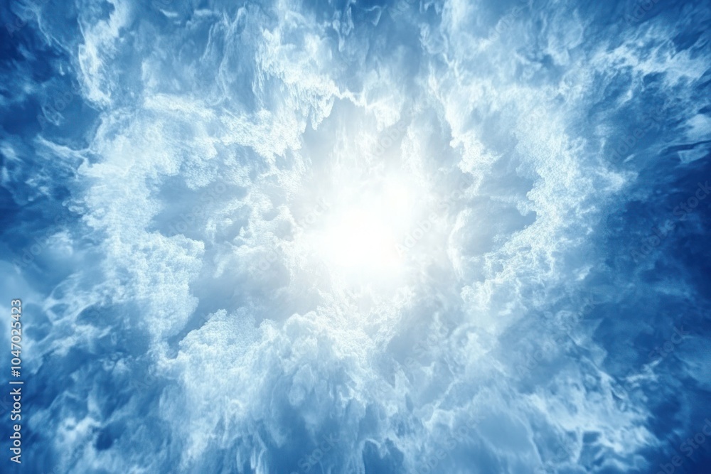 Fototapeta premium Dynamic Blue Cloudy Sky with Bright Center