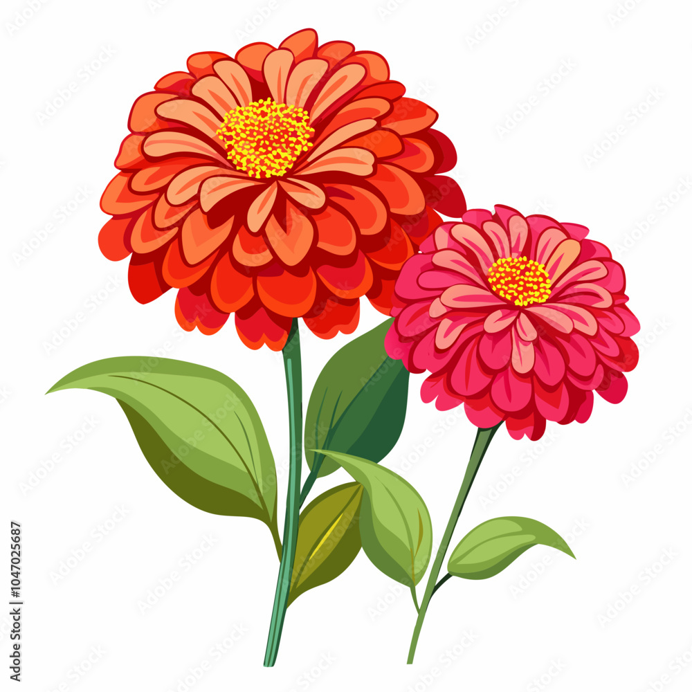 Zinnia flowers on a white background Zinnia flowers on a white background