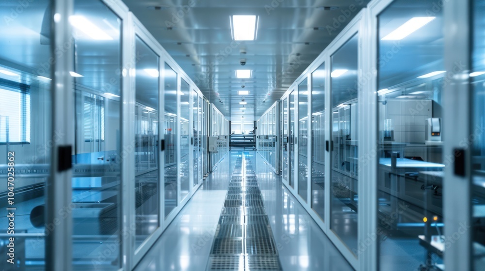 Sterile Corridor in a Modern Factory Sterile Corridor in a Modern Factory