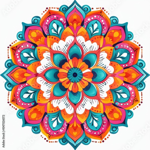 Beautiful and Creative colorful mandala art design artwork and white background, Ai Generated, elegant design
