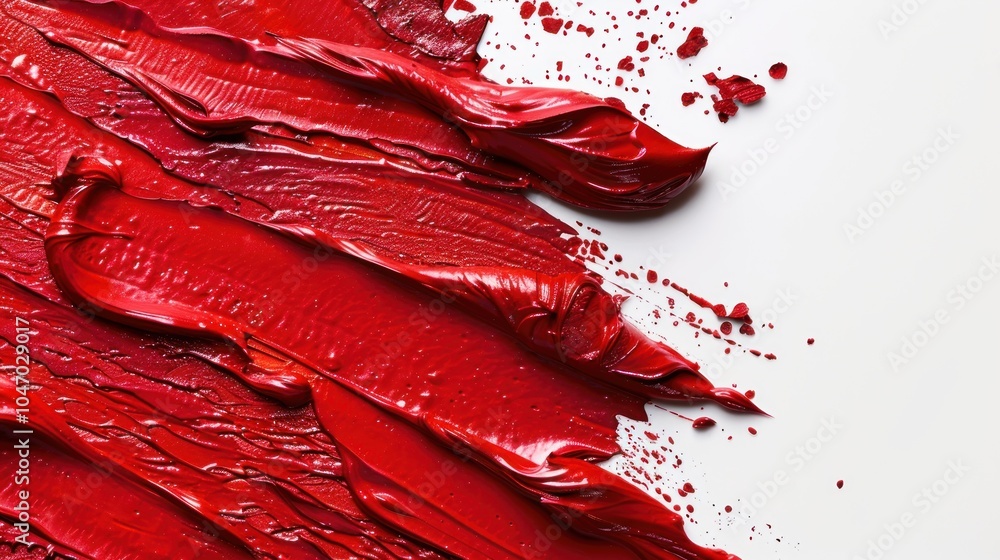red lipstick streaks on a white background.